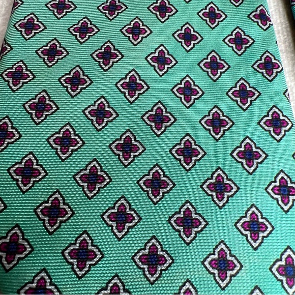 Briar Neck Tie Teal Red Flower Italian Silk Los Angeles Athletic Club 57” READ - Picture 3 of 12
